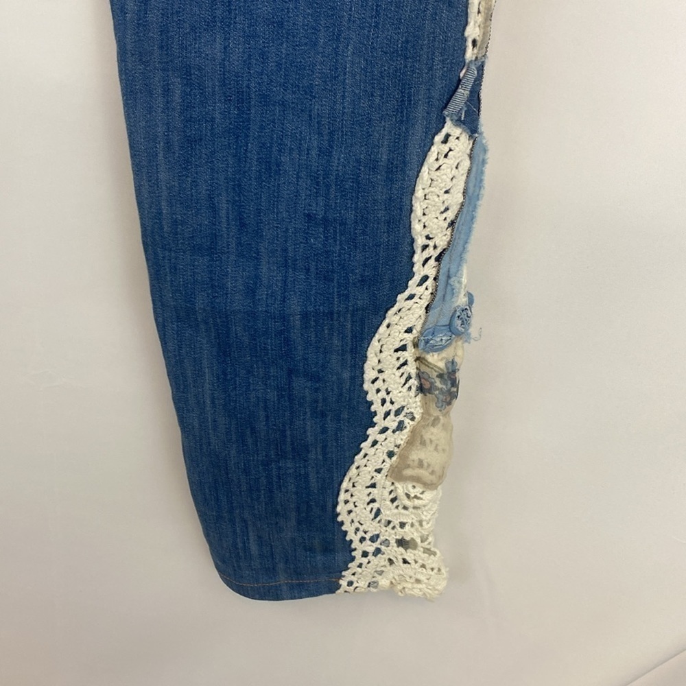 Crochet Patched High Rise Straight Leg Jeans - Picture 5 of 15